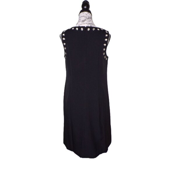 🆕 Adrianna Papell Grommet Studded Shift Dress 6 Black - Picture 11 of 13